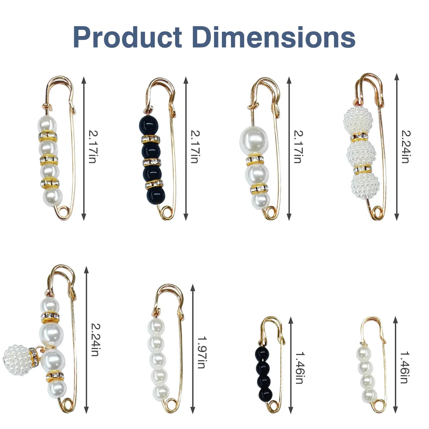 8PCS Pearl Brooch Pins, Faux Pearl Safety Pins for Dresses, Cardigans & Scarves