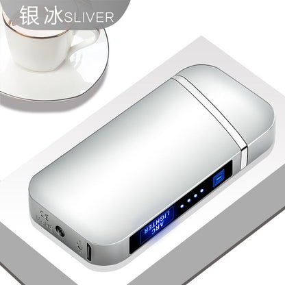 Metal Electric Lighter, Dual Arc, Windproof, LED Battery Indicator, Automatic Protection