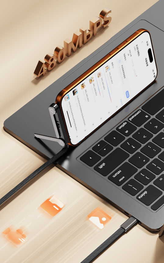 240W Super Charge 360° Rotating Invisible Stand Detachable 2-in-1 Charging Cable