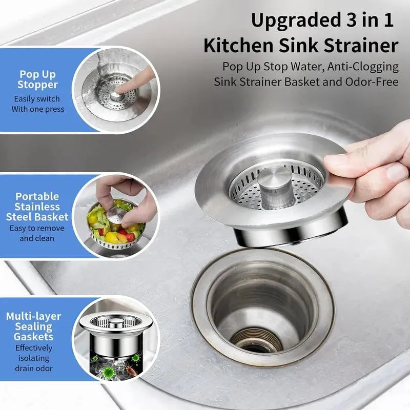 🔥🔥Upgraded 3 in 1 Kitchen Sink Drain Strainer