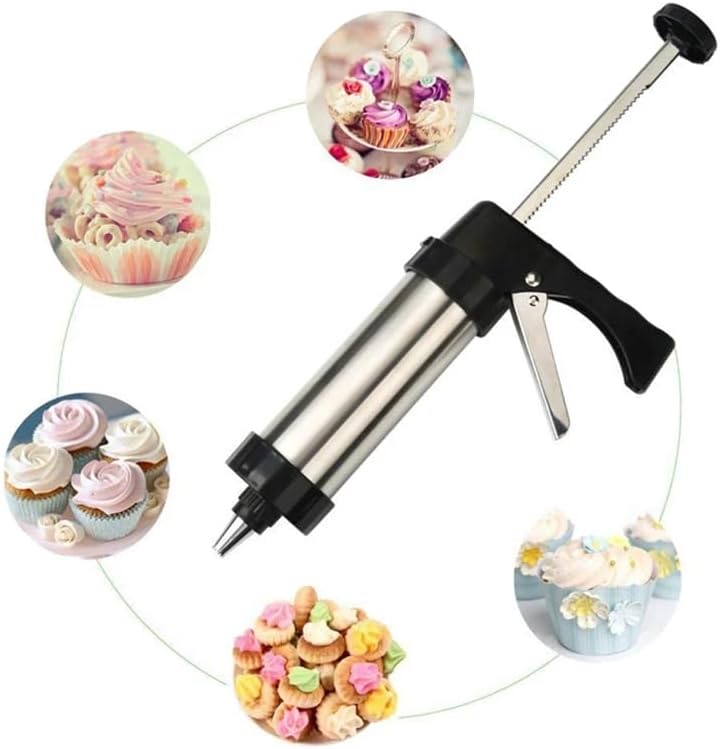 Stainless Steel Cookie Press with 13 Discs & 8 Nozzles