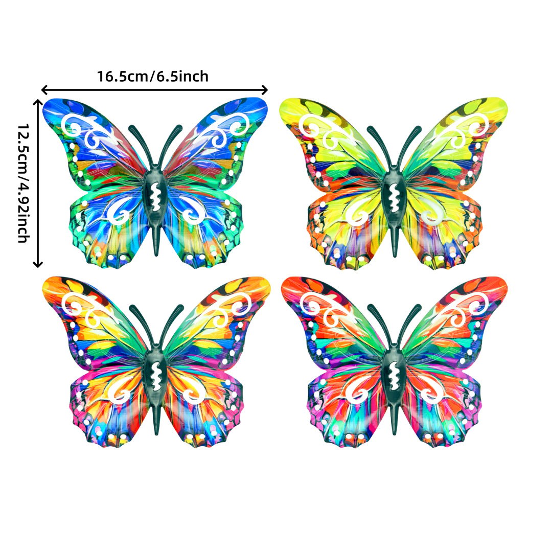 🔥2026 HOT SALE 49% OFF🦋4Pcs Butterfly Metal Wall Decor,Outdoor Hanging Wall Art Sculptures Decoration