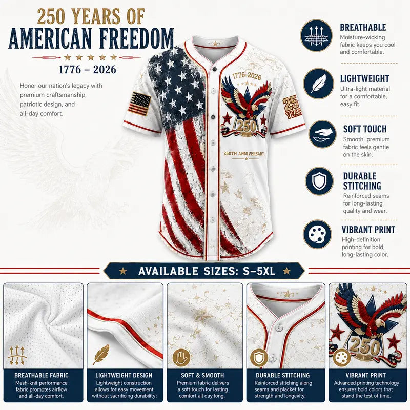 Vintage 250th Anniversary Button Down Shirt with for 4th of July Outfits 1776-2026