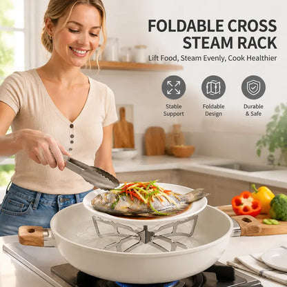 Foldable Stainless Steel Cross Steam Rack