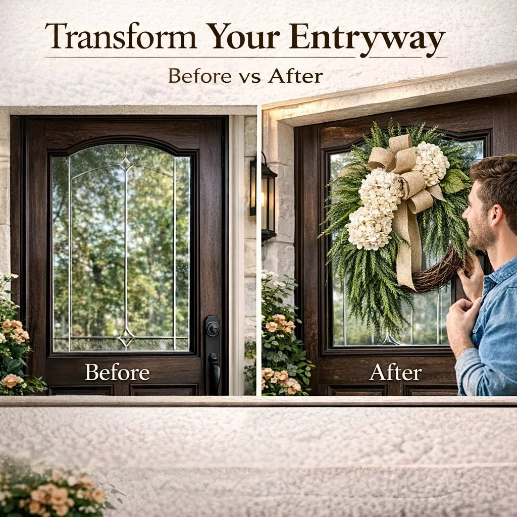 🎉🌸Handcrafted Hydrangea Wreath – The Perfect All-Season Front Door Decor