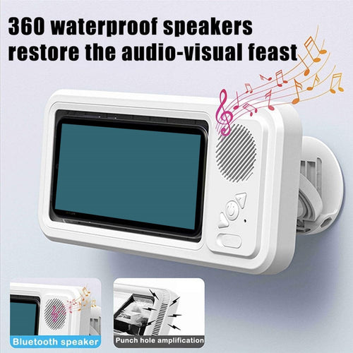 🔥Waterproof Bluetooth Shower Phone Holder - 480° Rotation with Speaker