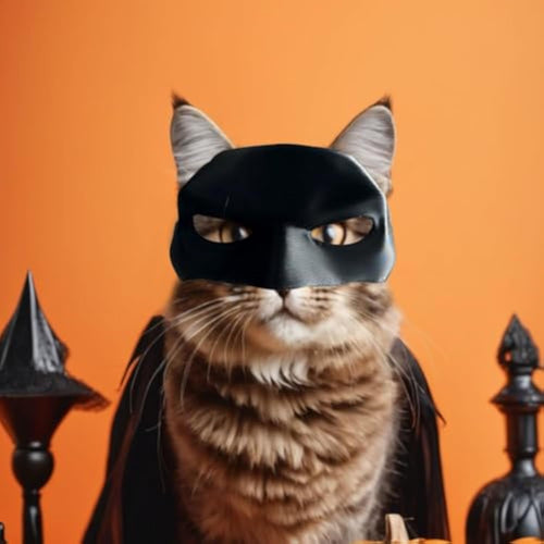 🎭Black Bat Cat Mask🐈 – Handmade Superhero Cosplay for Indoor Cats