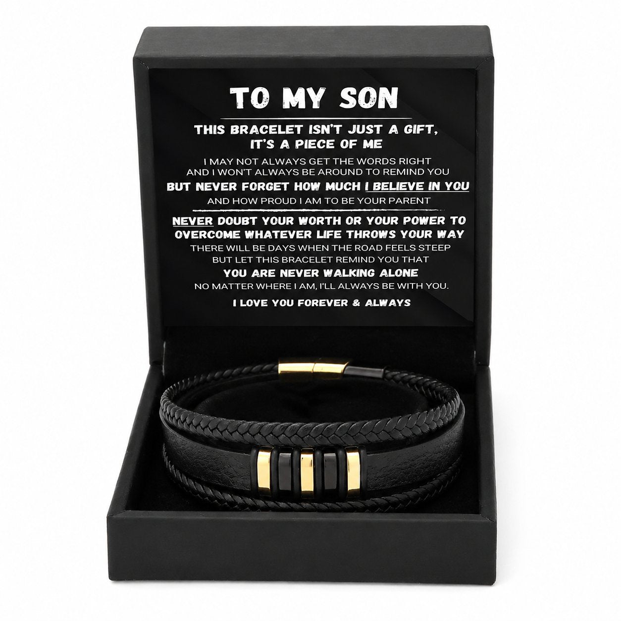 🖤To My Son — Never Walk Alone Braided Bracelet Set 🎁Free Gift