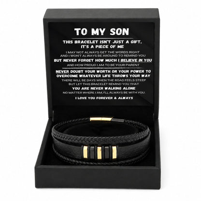 🖤To My Son — Never Walk Alone Braided Bracelet Set 🎁Free Gift