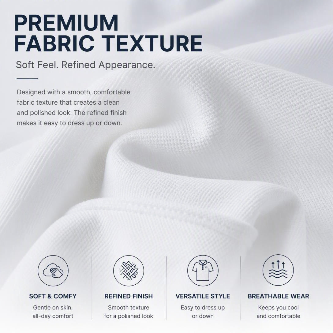 Men’s Comfortable Breathable Solid-Color Turn-Down Collar Short-Sleeve Polo