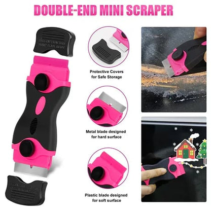 🎄2-in-1 Scraper Tool Set with 20Pcs Razor Blades for Removing Window Labels