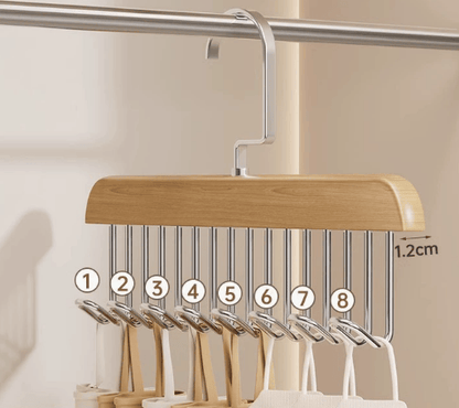 Multi-Functional Wooden Vintage Wardrobe Hanger with 8 Hooks