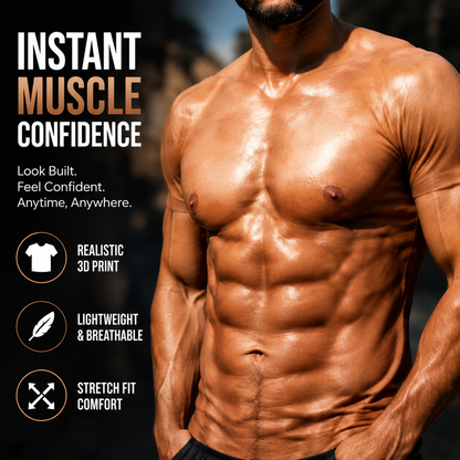 💪 3D Muscle Print T-Shirt – Funny Abs Graphic Party Tee