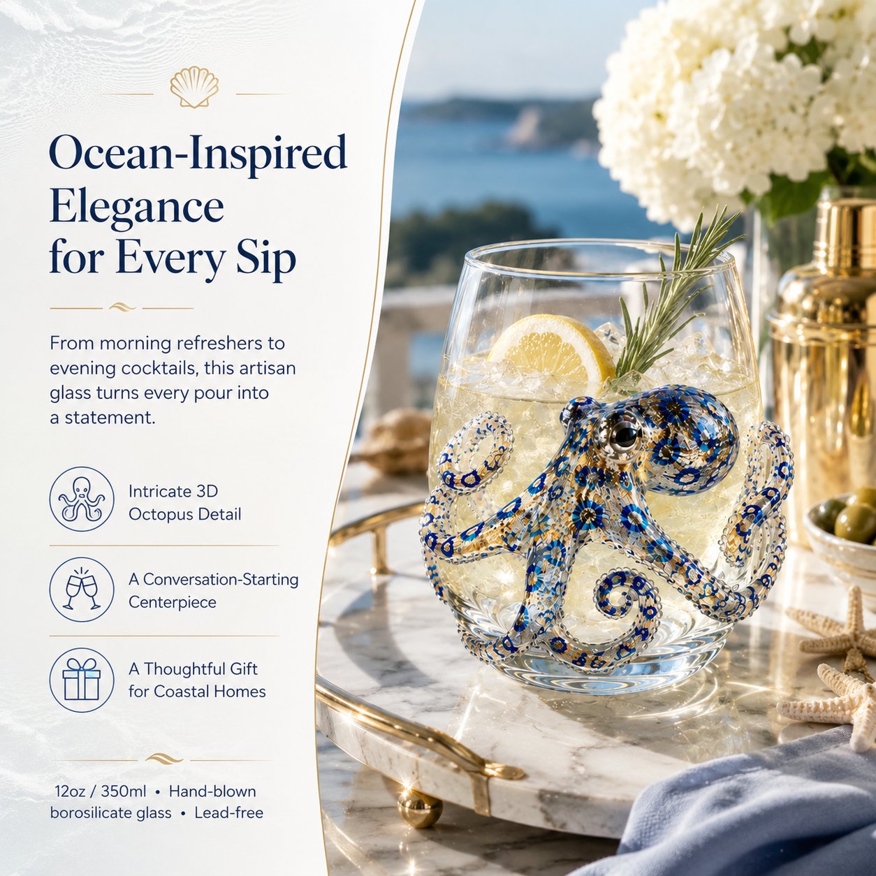 🔥HOT SALE🔥🌊Artisanal Blue Ringed Octopus Glassware