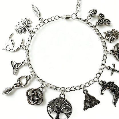 📿 LIMITED-TIME 50% OFF! ✨ Vintage Pagan Charm Bracelet – Spiritual Symbols, Antique Silver, Bohemian Style 🌙