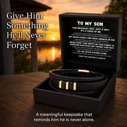 🖤To My Son — Never Walk Alone Braided Bracelet Set 🎁Free Gift