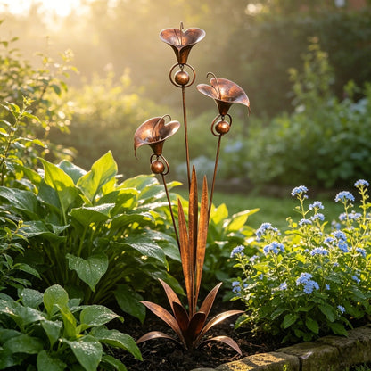 🏡Three Calla Lilies Garden Stake with Bells