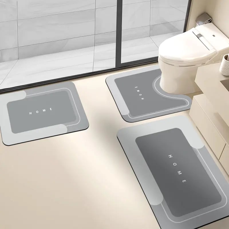 Three-piece non-slip bathroom mat set