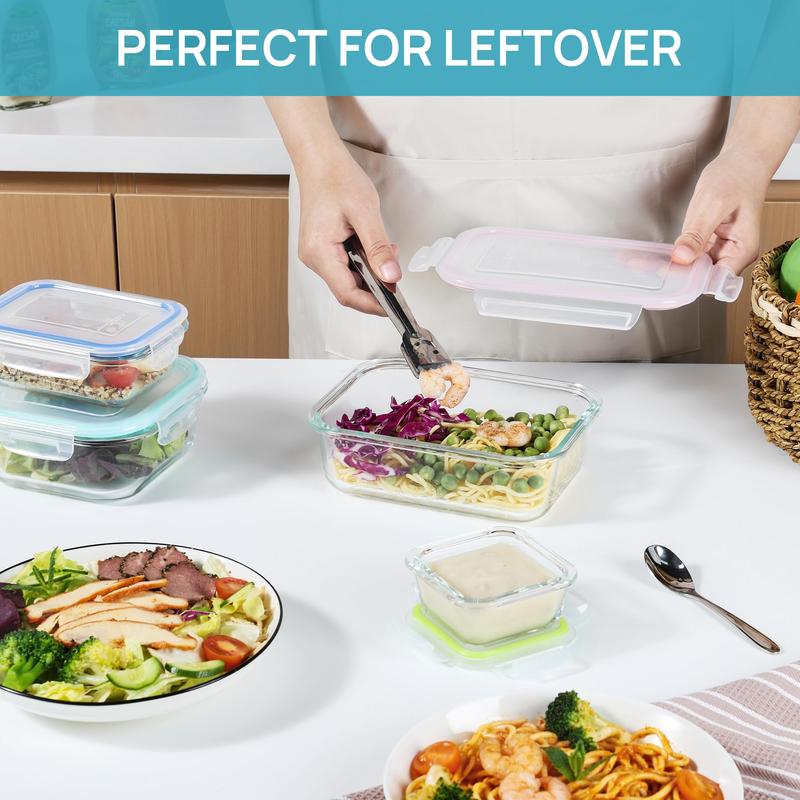 🔥18 Pack Glass Food Storage Containers with Lids🚨-Glass jars that are microwave, oven, and freezer safe!