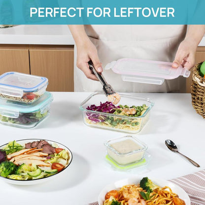 🔥18 Pack Glass Food Storage Containers with Lids🚨-Glass jars that are microwave, oven, and freezer safe!