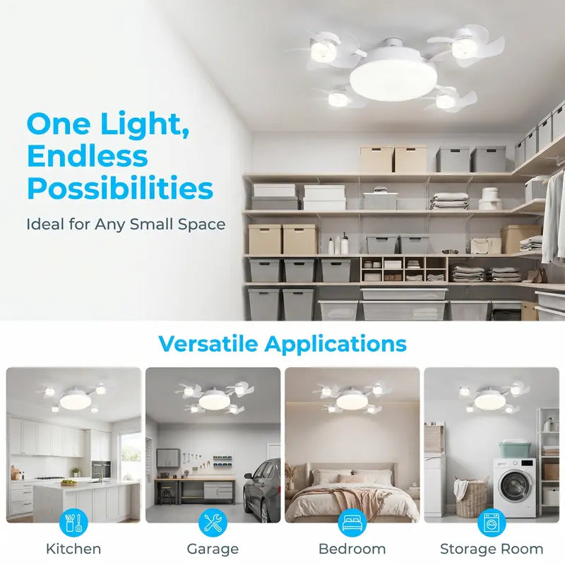 2026 New E27 Silent Socket Ceiling Fan Light with Remote Control