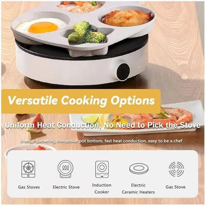 🔥Non-stick four-hole star-shaped omelette pan cookware, granite style pancake pan with wooden handle
