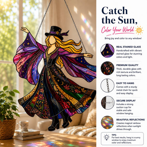 💥💃🤘 Handmade Stained Glass Spinning Suncatcher