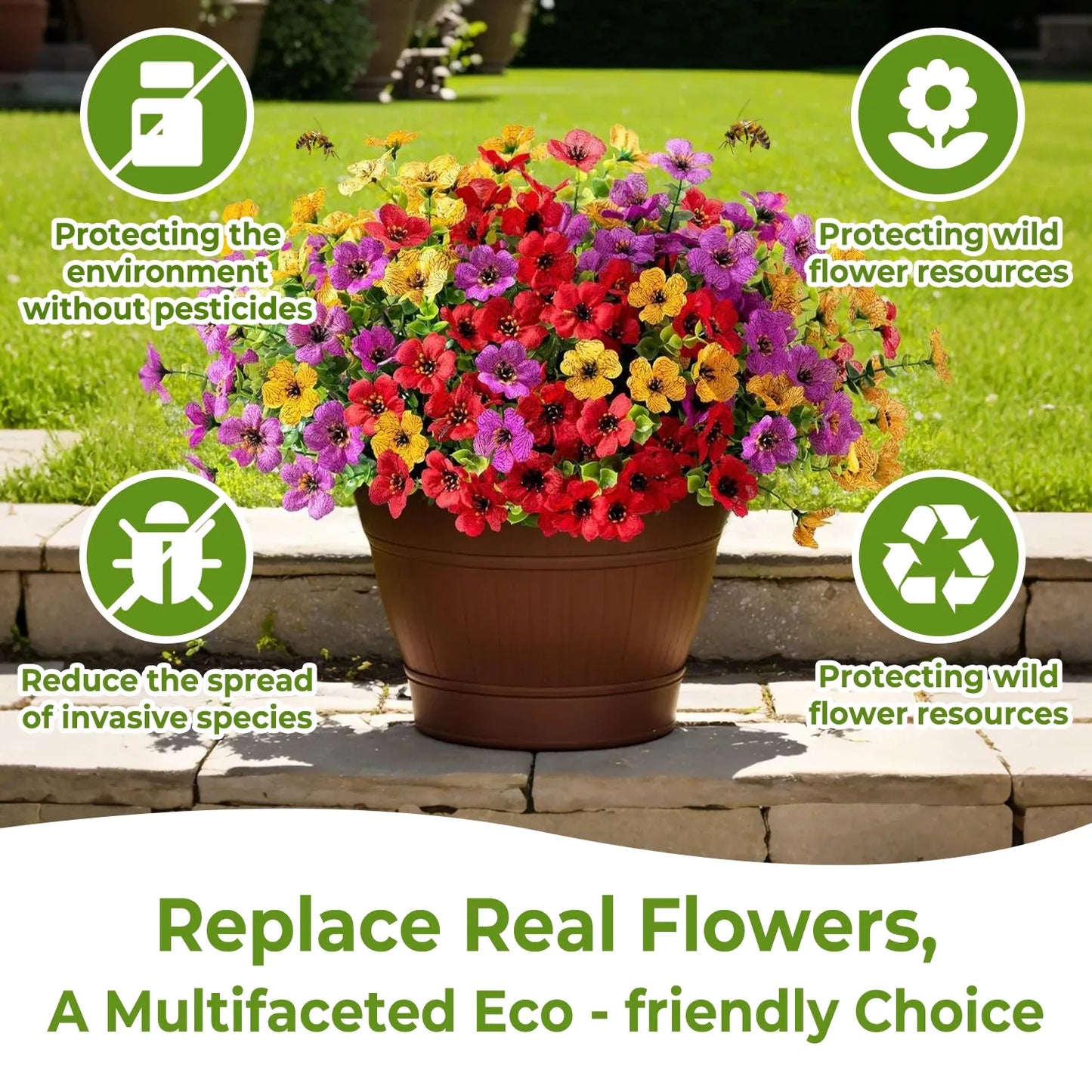 🌸🌱High-Grade Material Artificial Flowers 🌸 Fill 1 POT ( 6 pieces)