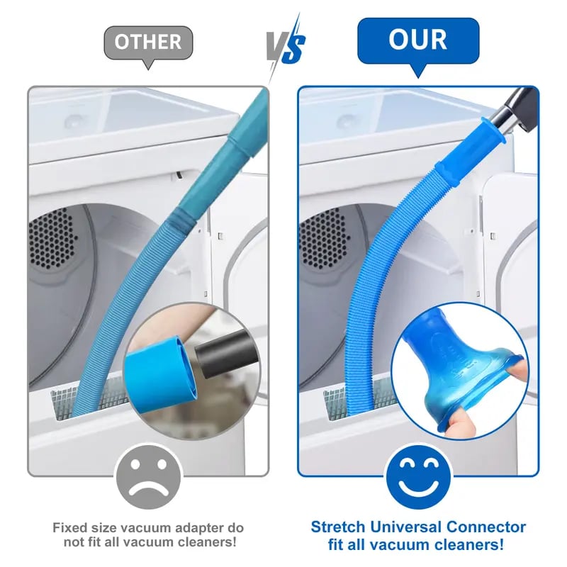 Dryer Vent Cleaner kit Dryer Lint Vacuum Attachment with Stretch Universal Connector, Dryer Vent Cleaning Tool Vacuum Hose Lint Remover, Blue