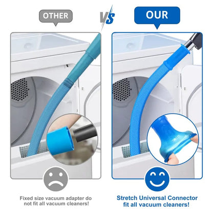 Dryer Vent Cleaner kit Dryer Lint Vacuum Attachment with Stretch Universal Connector, Dryer Vent Cleaning Tool Vacuum Hose Lint Remover, Blue