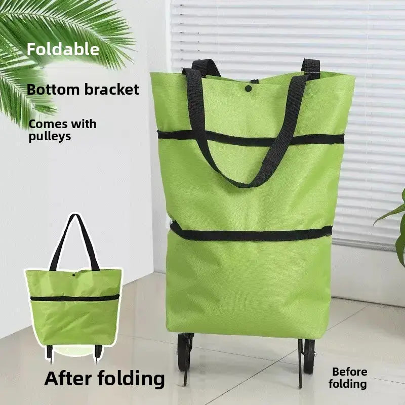 2-in-1 Foldable Shopping Cart Lightweight with Wheels