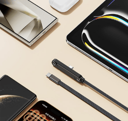240W Super Charge 360° Rotating Invisible Stand Detachable 2-in-1 Charging Cable