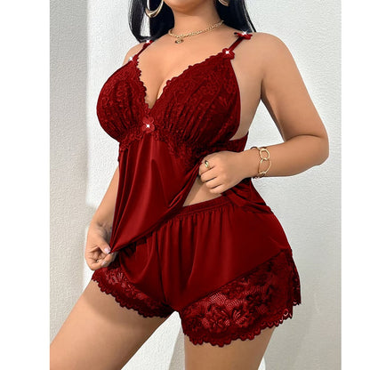 🥳2026 HOT SALE🥳💞50K+ SOLD!👗🌸 Lace-Trimmed Camisole & Shorts Pajama Set 🛏️✨
