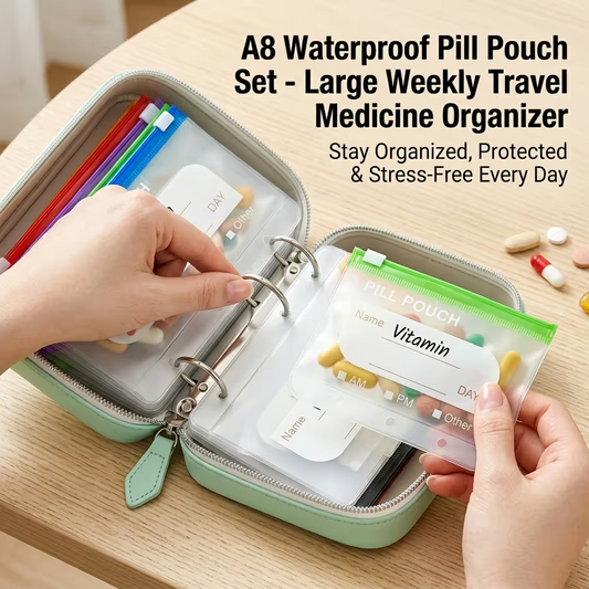 💊 Set de Bolsas Impermeables A8 para Pastillas – Organizador Grande Semanal de Medicamentos para Viaje