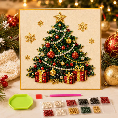 Frameless 3D Beaded Christmas Pearl Diamond Painting, Xmas Wreath Stocking Mosaic Art🎄