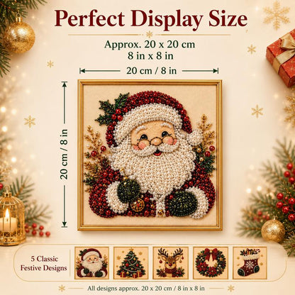 Frameless 3D Beaded Christmas Pearl Diamond Painting, Xmas Wreath Stocking Mosaic Art🎄