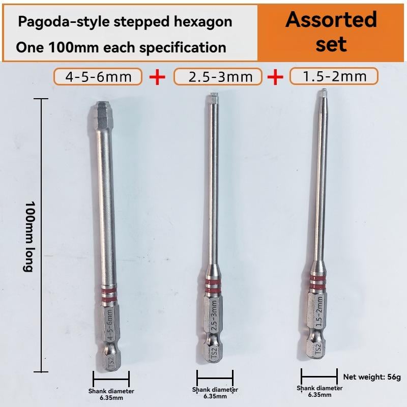 🥰 All-in-One Pagoda Hex Screwdriver Bit Set (6PCS)