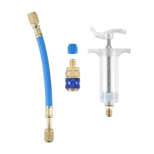 Kit Inyector de 30ml de Aceite y Tinte para AC – Conexión Rápida para Sistemas Automotrices y de HVAC