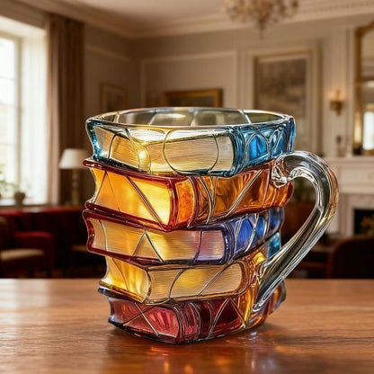 🎁 fun gift  🔥 Unique Glass Craft Innovative 3D Painting Book Mug