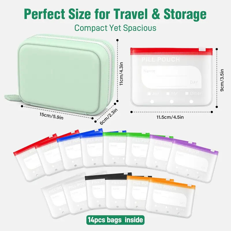 Professional Waterproof BPA-Free Travel Pill Organizer Set