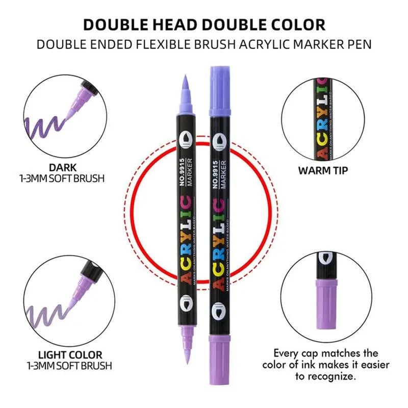 🔥Last Day Promotion-49%OFF - Dual Tip Acrylic Paint Pen Marker - 24/48Colors