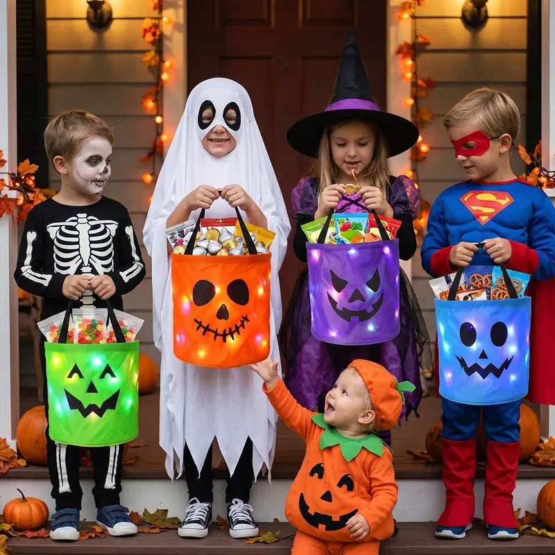 🎃 Light Up the Night! 3-Piece LED Halloween Candy Bucket Set 👻