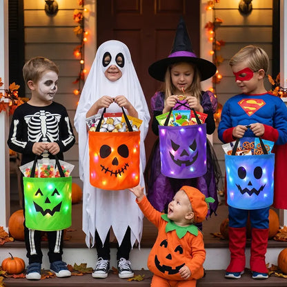 🎃 Light Up the Night! 3-Piece LED Halloween Candy Bucket Set 👻