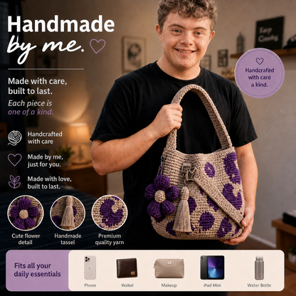 Bolso floral cubo tejido a mano