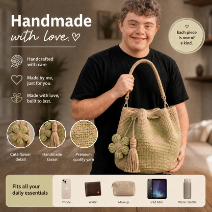 Bolso floral cubo tejido a mano