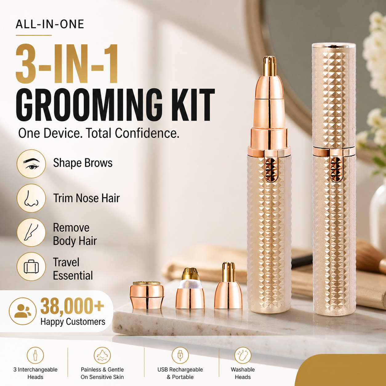 ✂️ 2026 Sale — Over 38,000 Sold!🔥 Portable Electric Eyebrow Trimmer – Interchangeable Heads 🪒