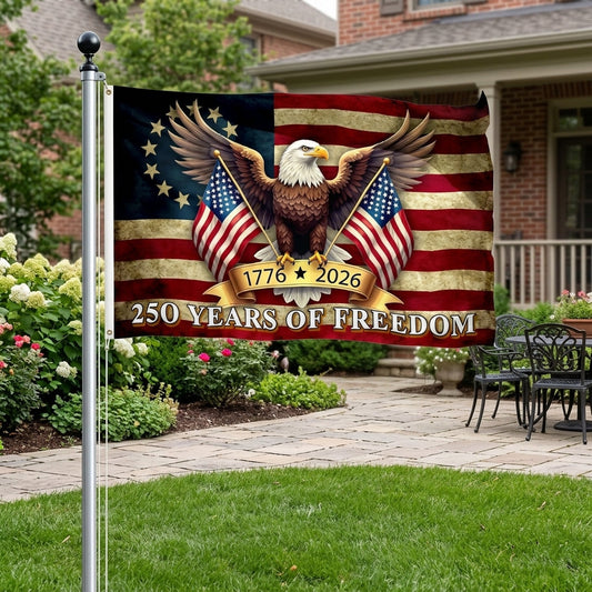 🦅250 Años de Libertad Bandera Americana | Pancarta Patriótica Águila 1776-2026