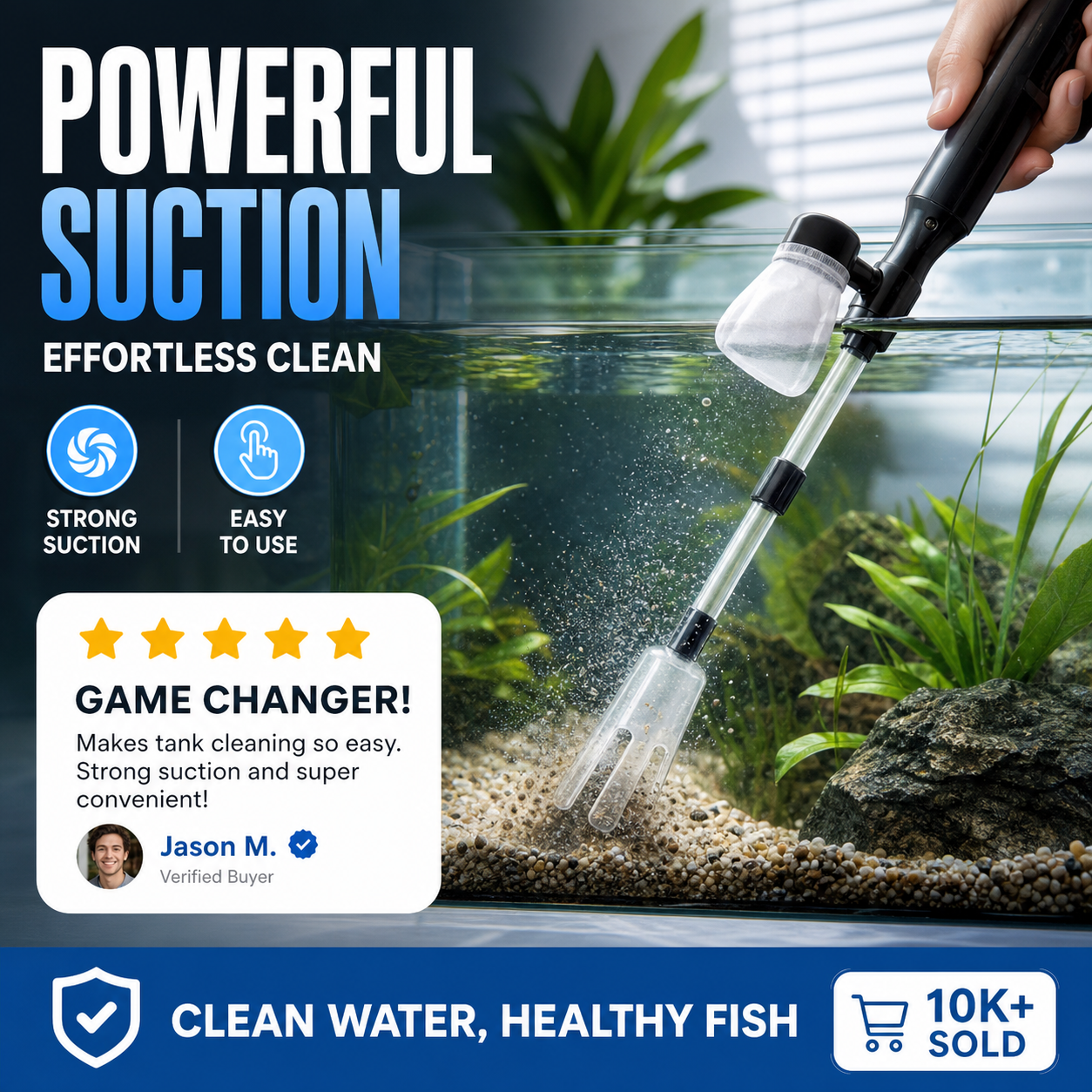 🔥 Electric Aquarium Gravel Cleaner – Powerful Siphon, Hands-Free Operation & Crystal-Clear Tank Water ✨