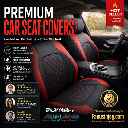 🎉 2026 Sale — 🔥Over 50,000 Sold 🚗 9-Piece Quilted Faux Leather Seat Covers – Car Interior Accessory ⏰