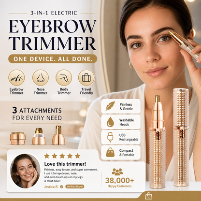 ✂️ 2026 Sale — Over 38,000 Sold!🔥 Portable Electric Eyebrow Trimmer – Interchangeable Heads 🪒